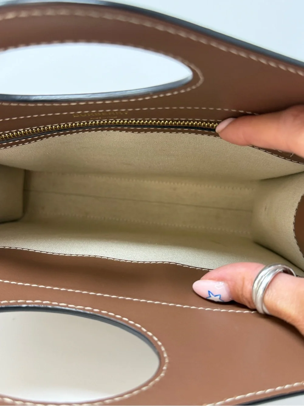 Burberry Mini Two-Tone Canvas and Leather Pocket Bag - Cream and Brown